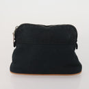 HERMES Hand Bag Canvas 2 Set Black Navy Auth fm5415-10