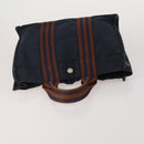 HERMES Hand Bag Canvas 2 Set Black Navy Auth fm5415-5