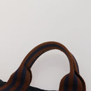 HERMES Hand Bag Canvas 2 Set Black Navy Auth fm5415-6