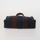 HERMES Hand Bag Canvas 2 Set Black Navy Auth fm5415-7
