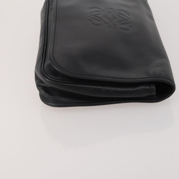LOEWE Clutch Bag Leather 2 Set Black Auth fm5416