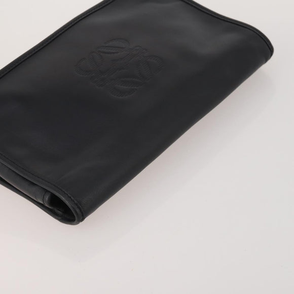 LOEWE Clutch Bag Leather 2 Set Black Auth fm5416