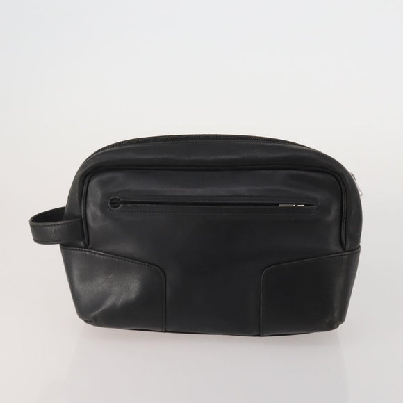 LOEWE Clutch Bag Leather 2 Set Black Auth fm5416