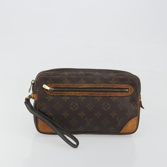 LOUIS VUITTON Monogram Marly Dragonne GM Clutch Bag 2 Set M51825 LV Auth fm5417