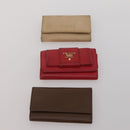 PRADA Wallet Leather 7 Set Red Black beige Auth fm5422-12