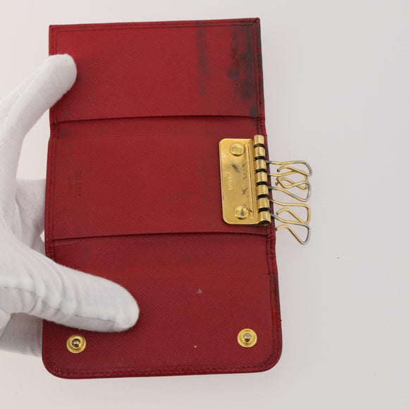 PRADA Wallet Leather 7 Set Red Black beige Auth fm5422