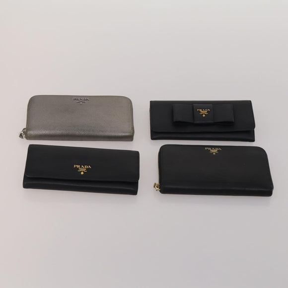 PRADA Wallet Leather 7 Set Red Black beige Auth fm5422
