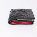 CHANEL Cambon Line Wallet Leather Caviar Skin 5 Set Black CC Auth fm5423-14