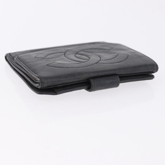 CHANEL Cambon Line Wallet Leather Caviar Skin 5 Set Black CC Auth fm5423