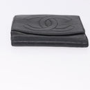 CHANEL Cambon Line Wallet Leather Caviar Skin 5 Set Black CC Auth fm5423-21