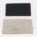 BOTTEGAVENETA INTRECCIATO Wallet Leather 4 Set Pink Brown black Auth fm5424-17