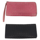 BOTTEGAVENETA INTRECCIATO Wallet Leather 4 Set Pink Brown black Auth fm5424-2