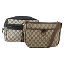 GUCCI GG Supreme WebSherry Line Sherry Line Bag PVC 2 Set Beige Navy Auth fm5425-1