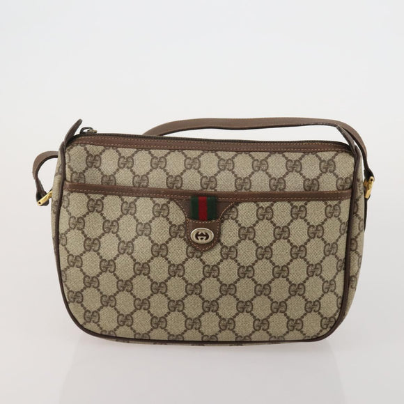 GUCCI GG Supreme WebSherry Line Sherry Line Bag PVC 2 Set Beige Navy Auth fm5425