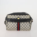GUCCI GG Supreme WebSherry Line Sherry Line Bag PVC 2 Set Beige Navy Auth fm5425-2