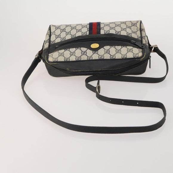 GUCCI GG Supreme WebSherry Line Sherry Line Bag PVC 2 Set Beige Navy Auth fm5425