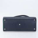 FENDI 2 JOURS Hand Bag Leather 2way Navy Silver Auth fm5429A-5