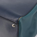 FENDI 2 JOURS Hand Bag Leather 2way Navy Silver Auth fm5429A-9