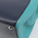 FENDI 2 JOURS Hand Bag Leather 2way Navy Silver Auth fm5429A-17