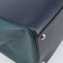 FENDI 2 JOURS Hand Bag Leather 2way Navy Silver Auth fm5429A-18