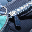 FENDI 2 JOURS Hand Bag Leather 2way Navy Silver Auth fm5429A-24