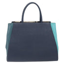 FENDI 2 JOURS Hand Bag Leather 2way Navy Silver Auth fm5429A-2