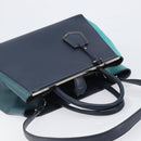 FENDI 2 JOURS Hand Bag Leather 2way Navy Silver Auth fm5429A-6