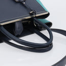 FENDI 2 JOURS Hand Bag Leather 2way Navy Silver Auth fm5429A-7