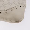 GUCCI GG Canvas Guccissima Shoulder Bag Leather White Gold 145781 Auth fm5430-13