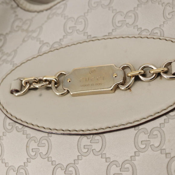GUCCI GG Canvas Guccissima Shoulder Bag Leather White Gold 145781 Auth fm5430