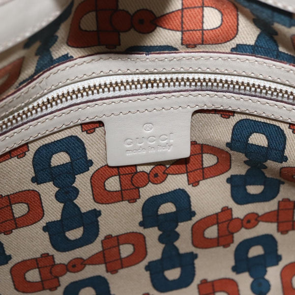 GUCCI GG Canvas Guccissima Shoulder Bag Leather White Gold 145781 Auth fm5430