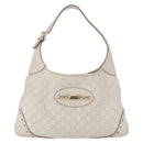 GUCCI GG Canvas Guccissima Shoulder Bag Leather White Gold 145781 Auth fm5430-2