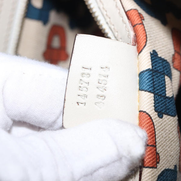 GUCCI GG Canvas Guccissima Shoulder Bag Leather White Gold 145781 Auth fm5430