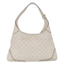 GUCCI GG Canvas Guccissima Shoulder Bag Leather White Gold 145781 Auth fm5430-3