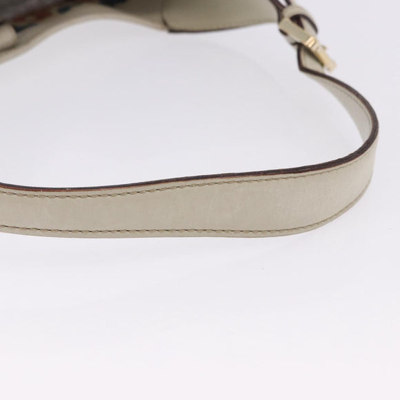 GUCCI GG Canvas Guccissima Shoulder Bag Leather White Gold 145781 Auth fm5430