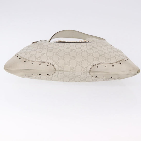GUCCI GG Canvas Guccissima Shoulder Bag Leather White Gold 145781 Auth fm5430