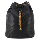 GUCCI Bamboo Backpack Leather Black Gold 003 2855 0043 Auth fm5435-13