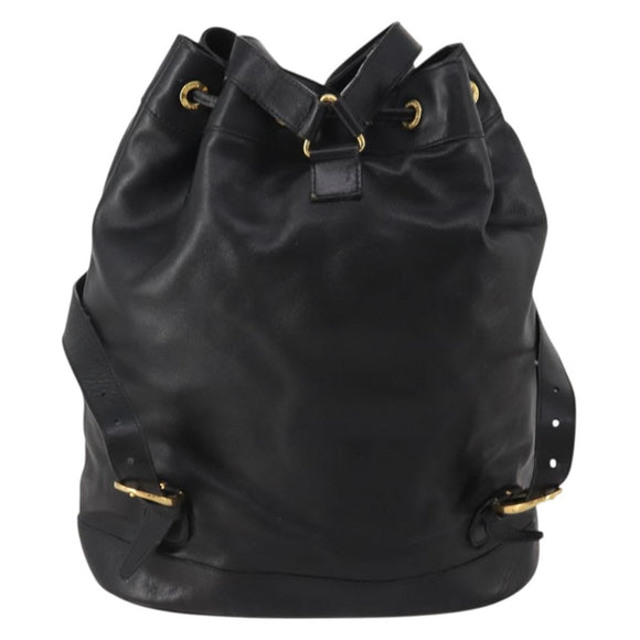 GUCCI Bamboo Backpack Leather Black Gold 003 2855 0043 Auth fm5435
