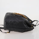 GUCCI Bamboo Backpack Leather Black Gold 003 2855 0043 Auth fm5435-3