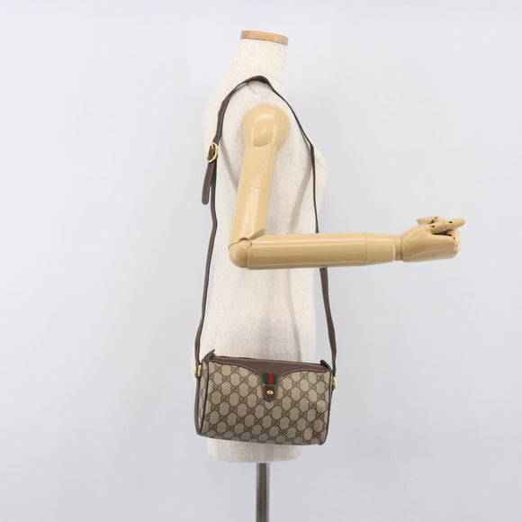 GUCCI GG Supreme Web Sherry Line Bag PVC Beige Gold 89 02 018 Auth fm5436
