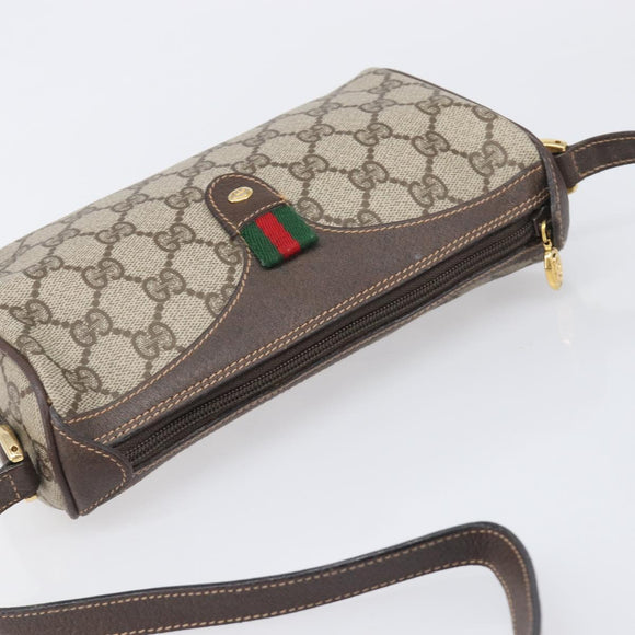 GUCCI GG Supreme Web Sherry Line Bag PVC Beige Gold 89 02 018 Auth fm5436
