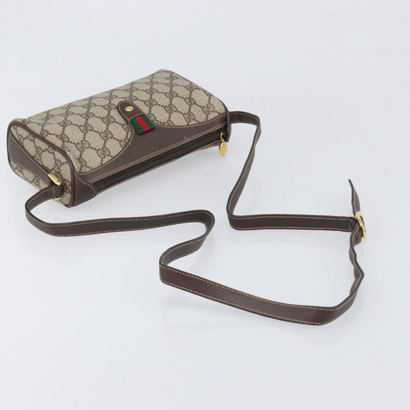 GUCCI GG Supreme Web Sherry Line Bag PVC Beige Gold 89 02 018 Auth fm5436