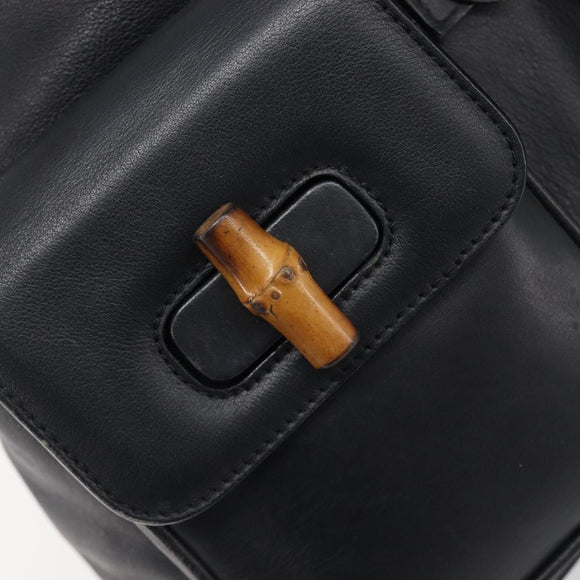 GUCCI Bamboo Backpack Leather Black Gold 003 2058 0016 Auth fm5437