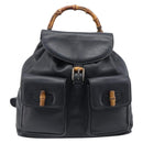 GUCCI Bamboo Backpack Leather Black Gold 003 2058 0016 Auth fm5437-13