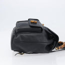GUCCI Bamboo Backpack Leather Black Gold 003 2058 0016 Auth fm5437-3
