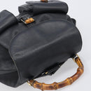 GUCCI Bamboo Backpack Leather Black Gold 003 2058 0016 Auth fm5437-6