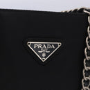 PRADA Chain Shoulder Bag Nylon Black Silver Auth fm5438-18