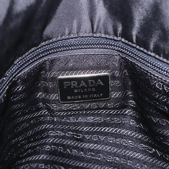 PRADA Chain Shoulder Bag Nylon Black Silver Auth fm5438