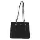PRADA Chain Shoulder Bag Nylon Black Silver Auth fm5438-13