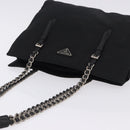 PRADA Chain Shoulder Bag Nylon Black Silver Auth fm5438-6